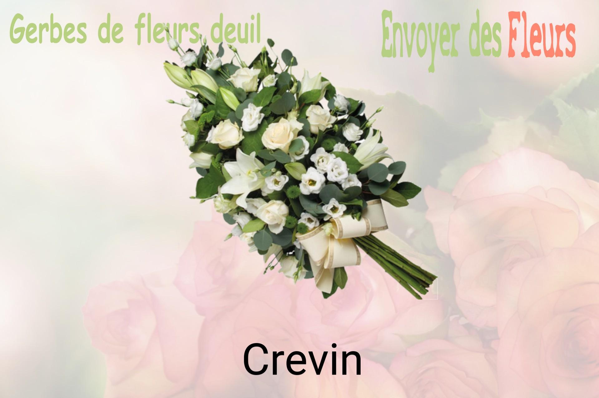 Gerbe de fleurs de deuil livrée à Crevin